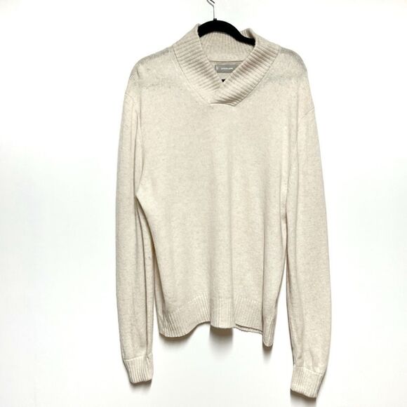 Everlane Mens The Felted Merino Shawl-Collar Wool Sweater Cream Mens L - Picture 2 of 6